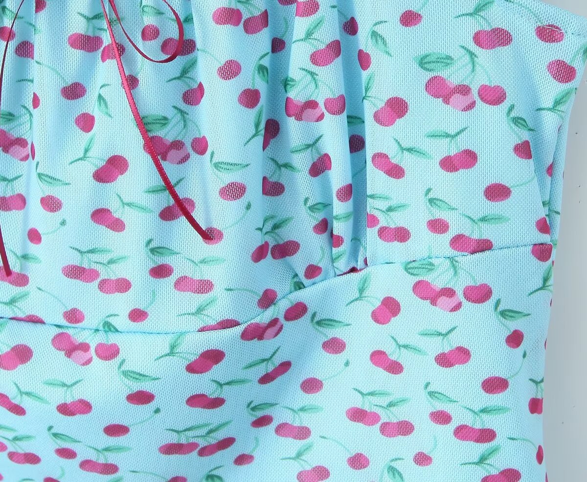Slim Fit Angular Cut Red Berry Pattern Tee