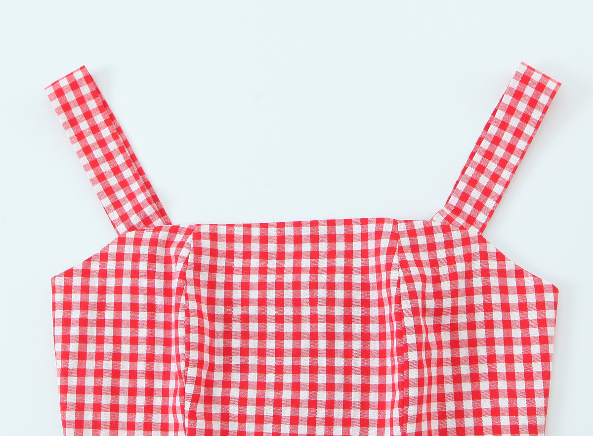 Square Neck Plaid Sexy Crop Top