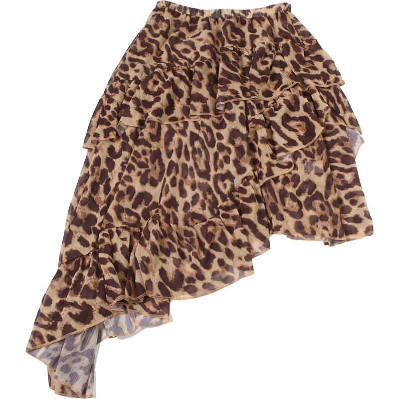 Leopard high waisted loose skirt for women