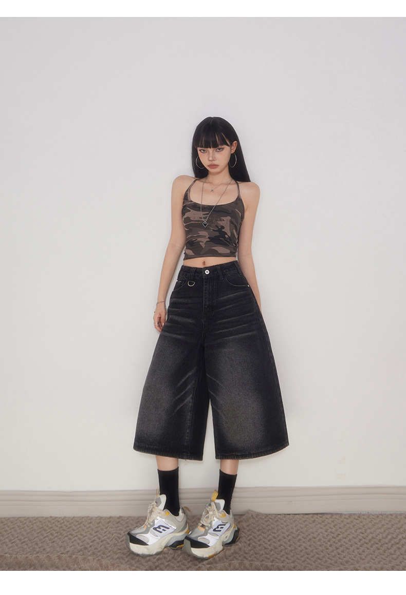 Women's Pants Loose Casual Slimming Pear-Shaped Denim Mid-Length Trousers