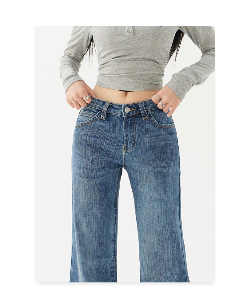 Women's Pattern Low Waist Flared Jeans Non-clinging Loose Trumpet Pants