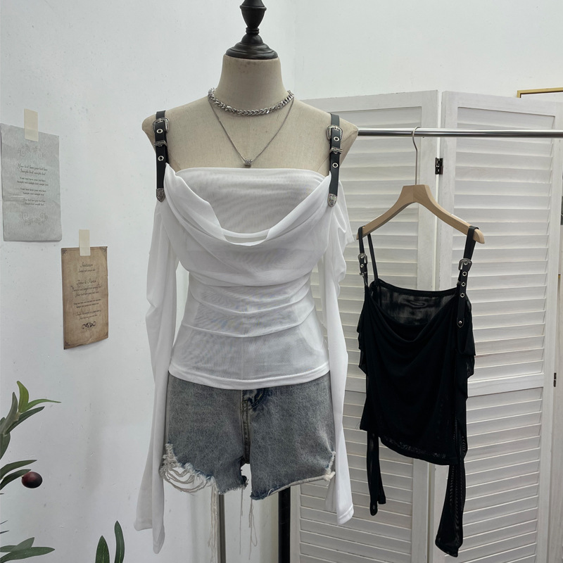 Sexy Asymmetric Full Sleeve Spandex Tee