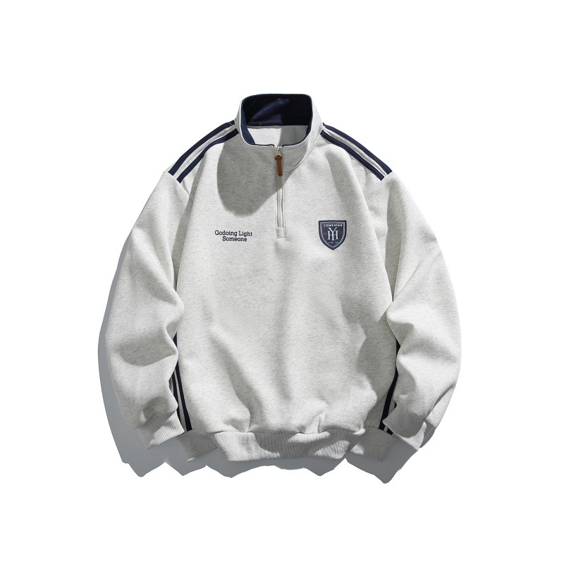 Oversized Cotton Twin Band Mock Neck Hoodie