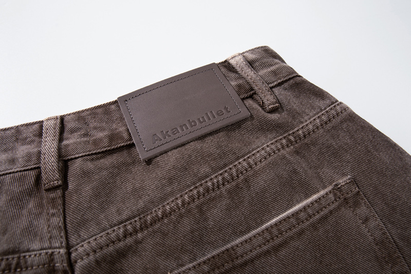 Retro Style Washed Ombre Color Knife-Edge Jeans for Men and Women, Loose Floor-Length Wide Leg Pants