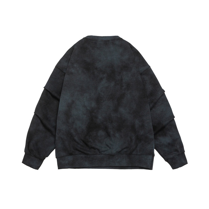 Oversized Long Sleeve Washed Letter Print Studded Hoodie