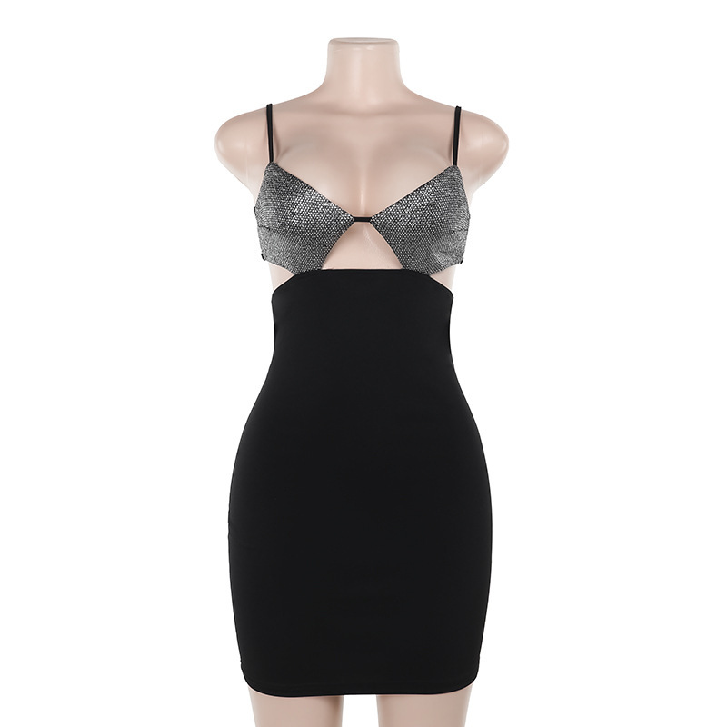 V-Neck Bodycon Polyester Dress