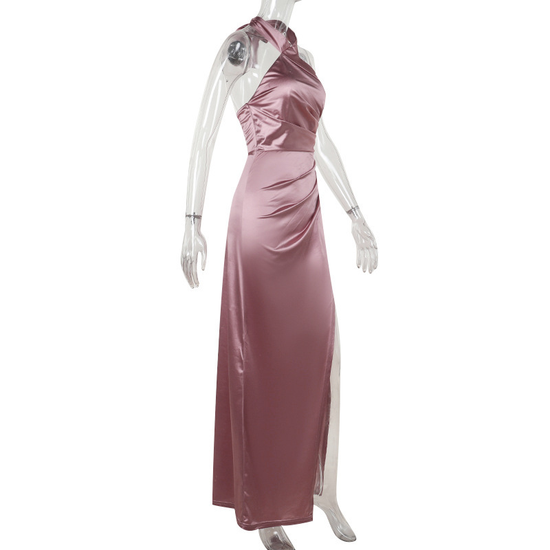 Halter Bodycon High-Waist Split Dress