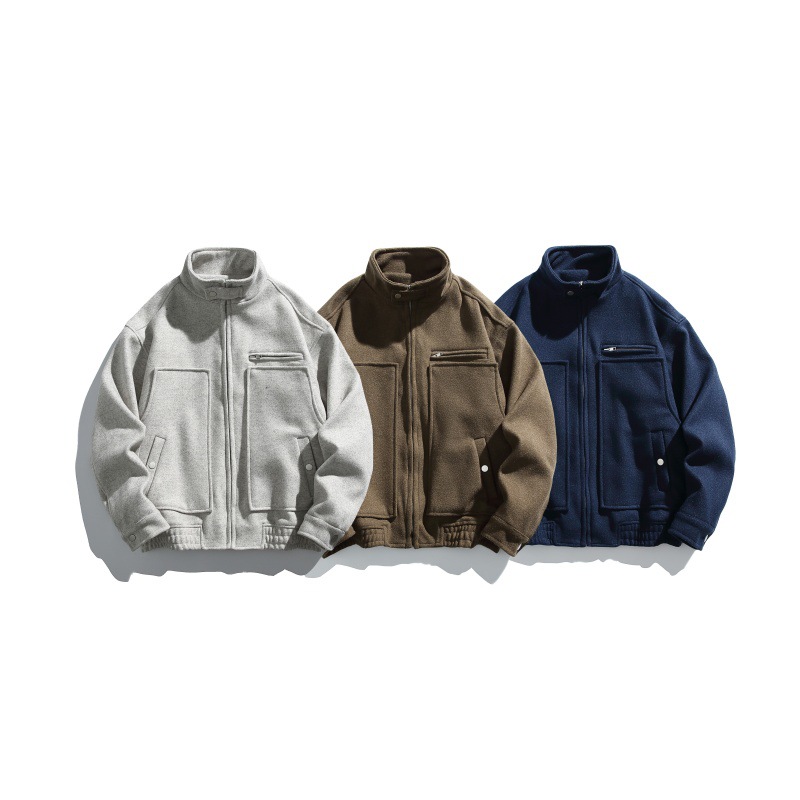 Plain Wool Oversized High Neck Jacket