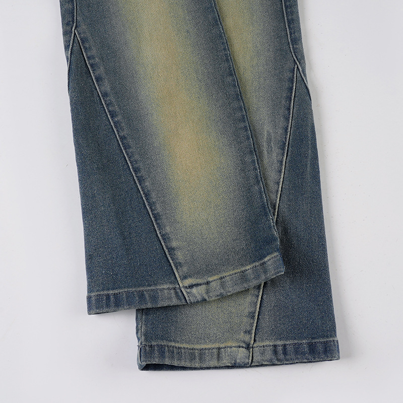 Split low waist straight leg small leg jeans