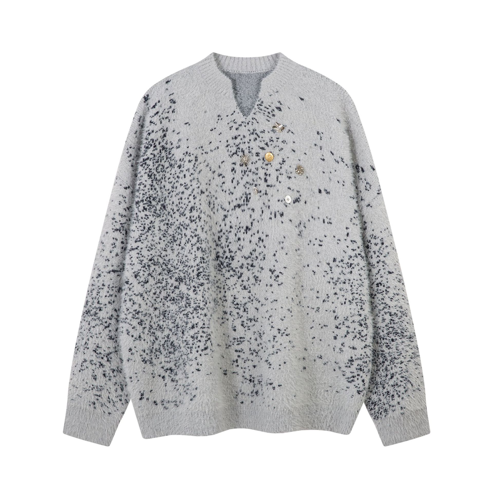 Retro Two-Tone Plunge Sweater