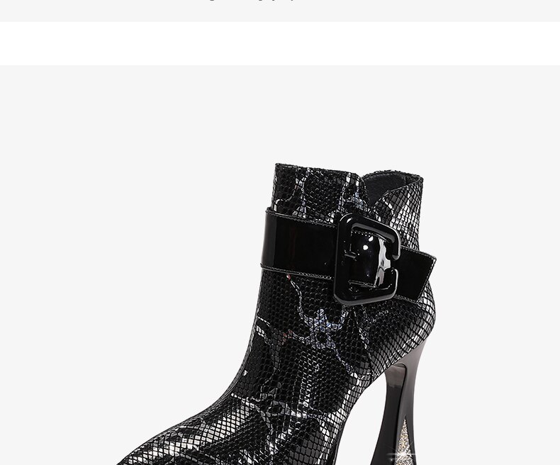 Brand Women's Ankle Booots Autumn Winter Shoes Genuine Leather Sexy High Heels Pointed Toe Gold Silver Dress Party Shoes