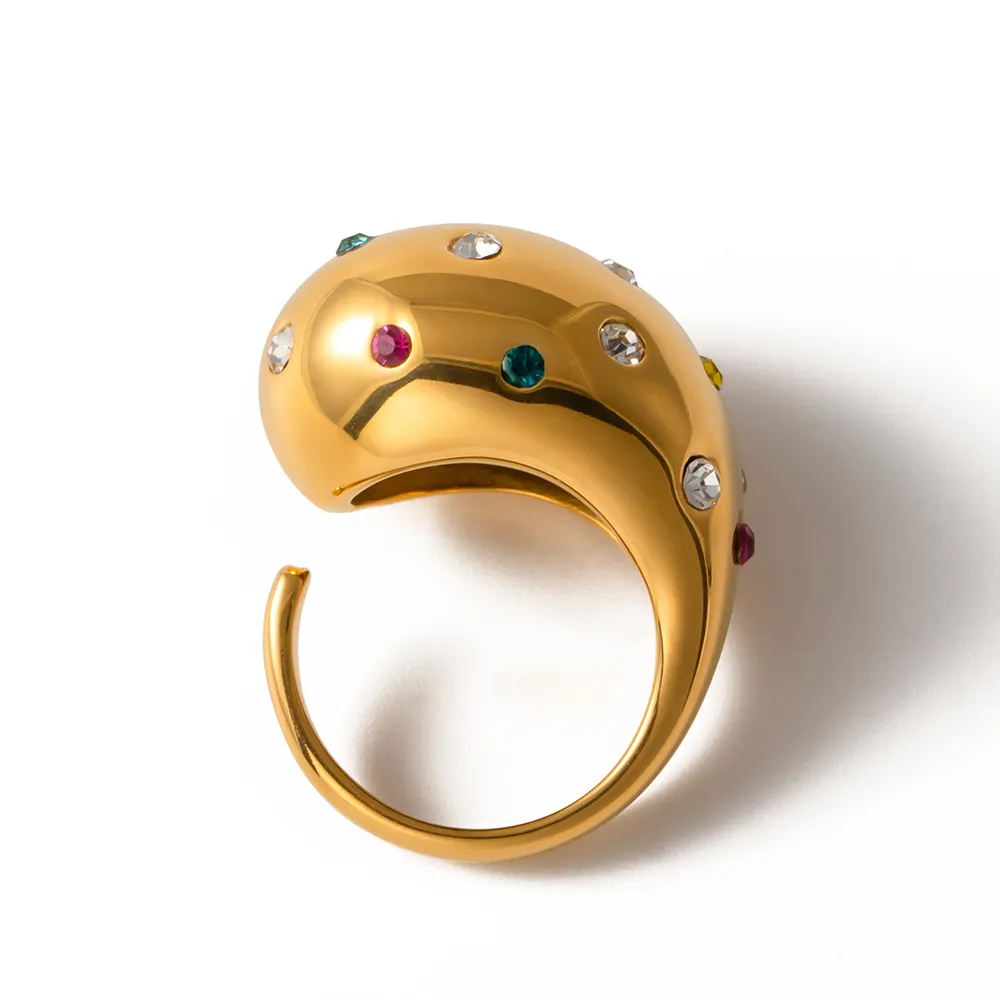 Thick Hollow Brushed Gold-Tone Water-Resistant Ring