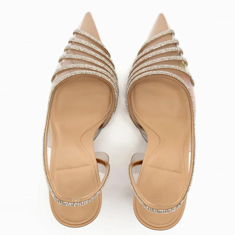 Women High Heels Slingback Stiletto Luxury Brand Pointed Wedding Bride Shoes Ladies Pumps Elegant