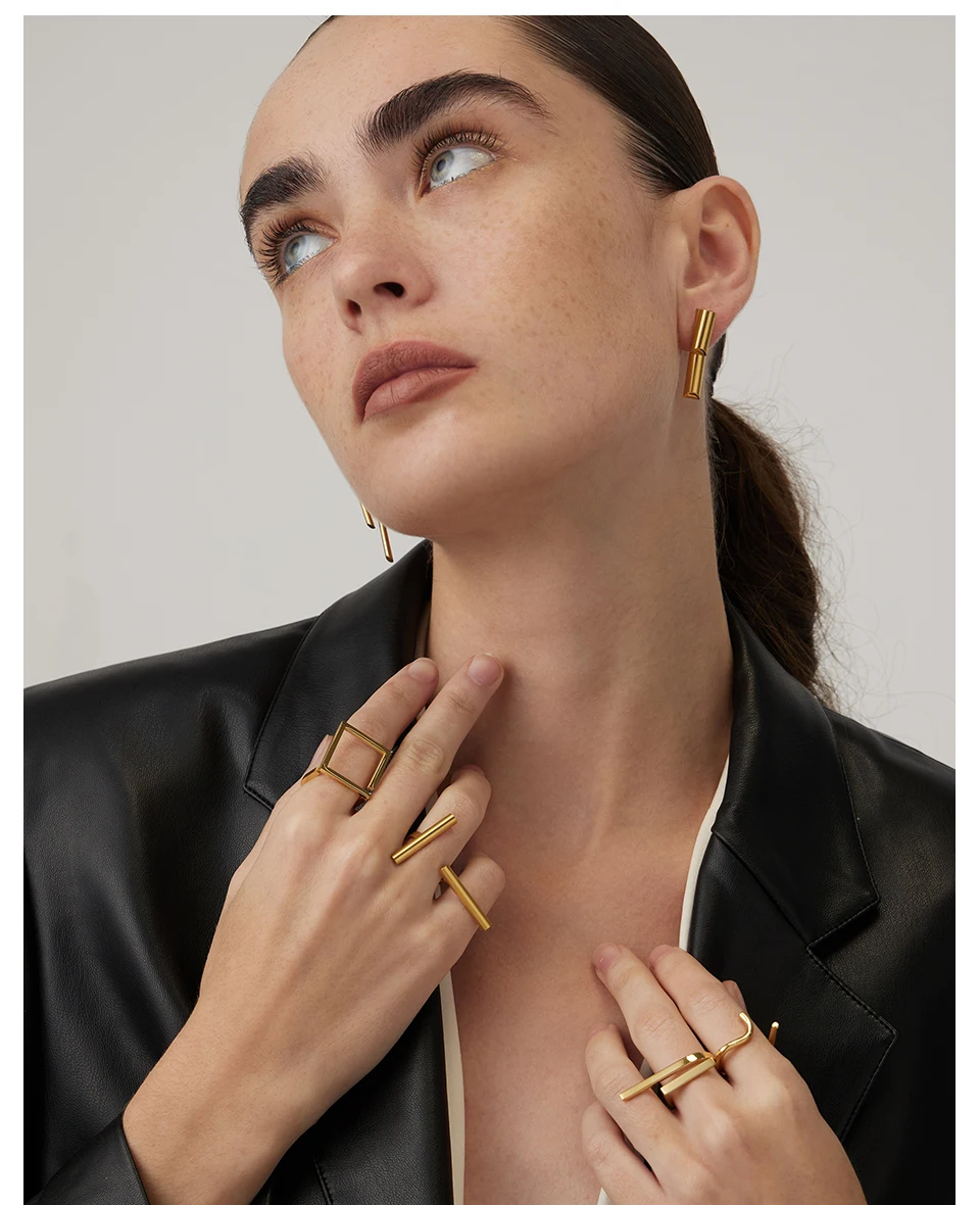 Irregular Rings For Women Gold Plated Stainless Steel Ring Jewlery Hiphop Cocktail Gift Party