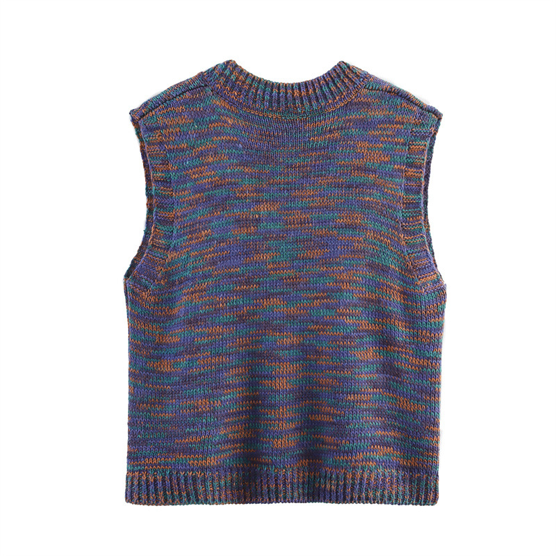 Style Women's Fashion Casual Sleeveless V-neck Short Knit Top