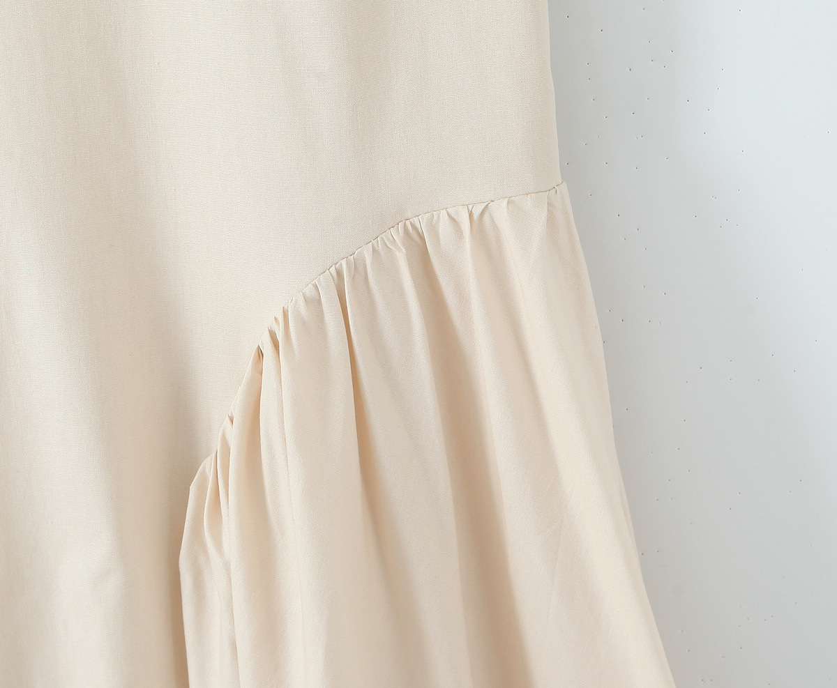 Backless hanging neck solid color waist cinched dress for women
