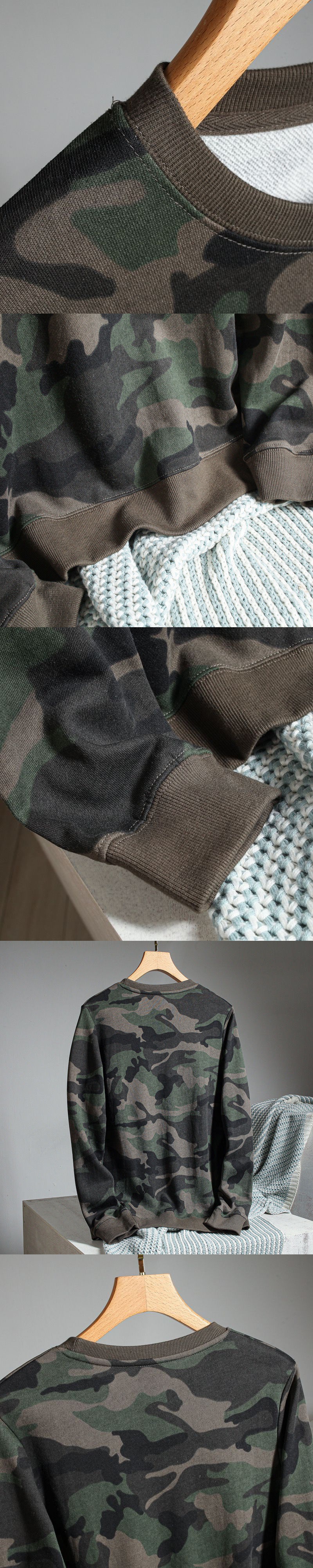 Man's Cotton Blend Military Crew Sweatshirt
