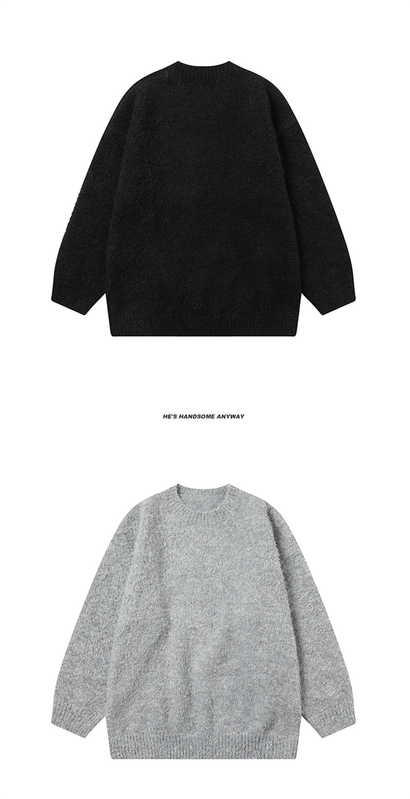 Japanese Workwear Plain Crewneck Knit Sweater