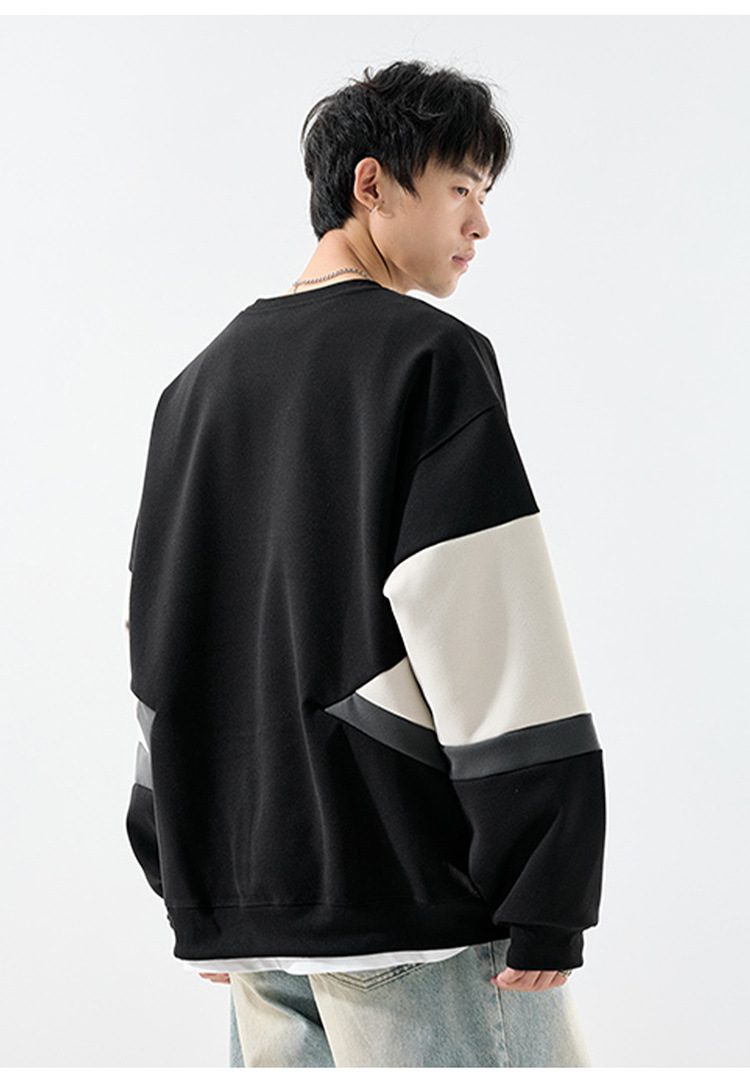 American Relaxed Two-Tone Patchwork Hoodie