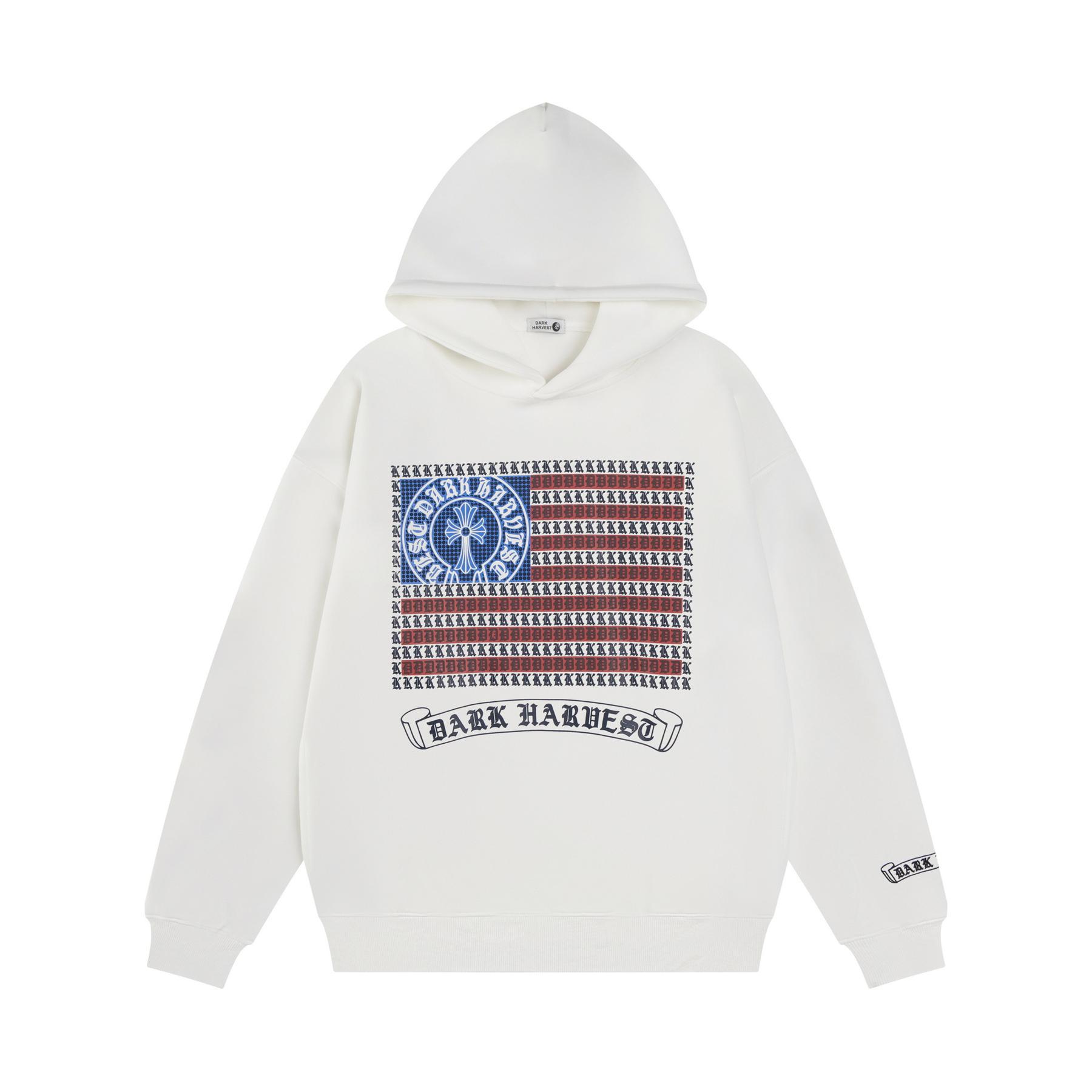 Vintage Emblem Graphic Milk Silk Long Sleeve Hoodie