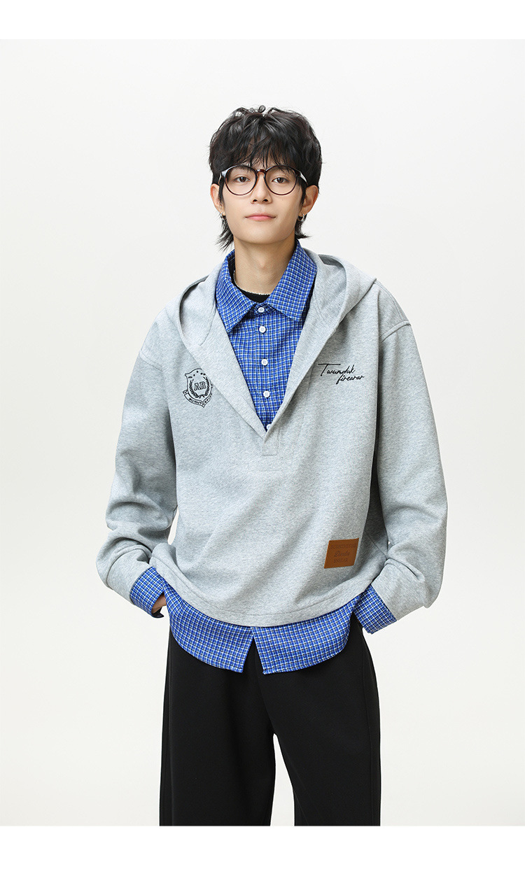 American Trend Cotton Layered Hood Sweatshirt