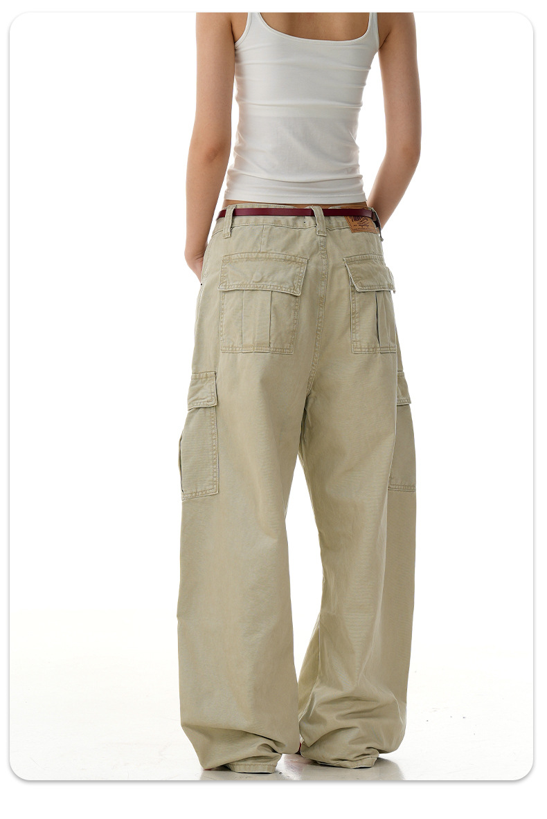 Curved Knife Work Pants for Men and Women Loose Casual Multi-Pocket Trendy Long Pants