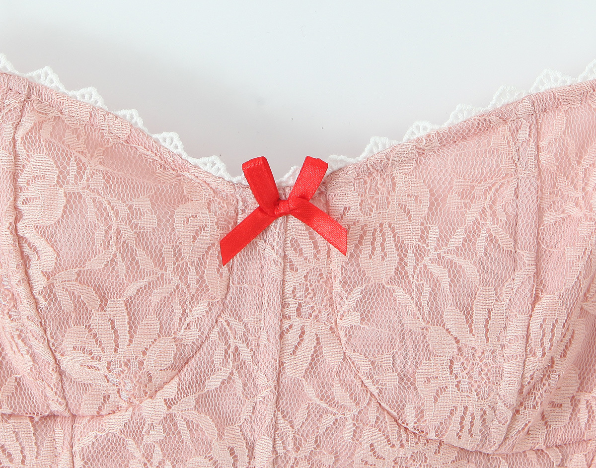 Lace bow strapless vest for women
