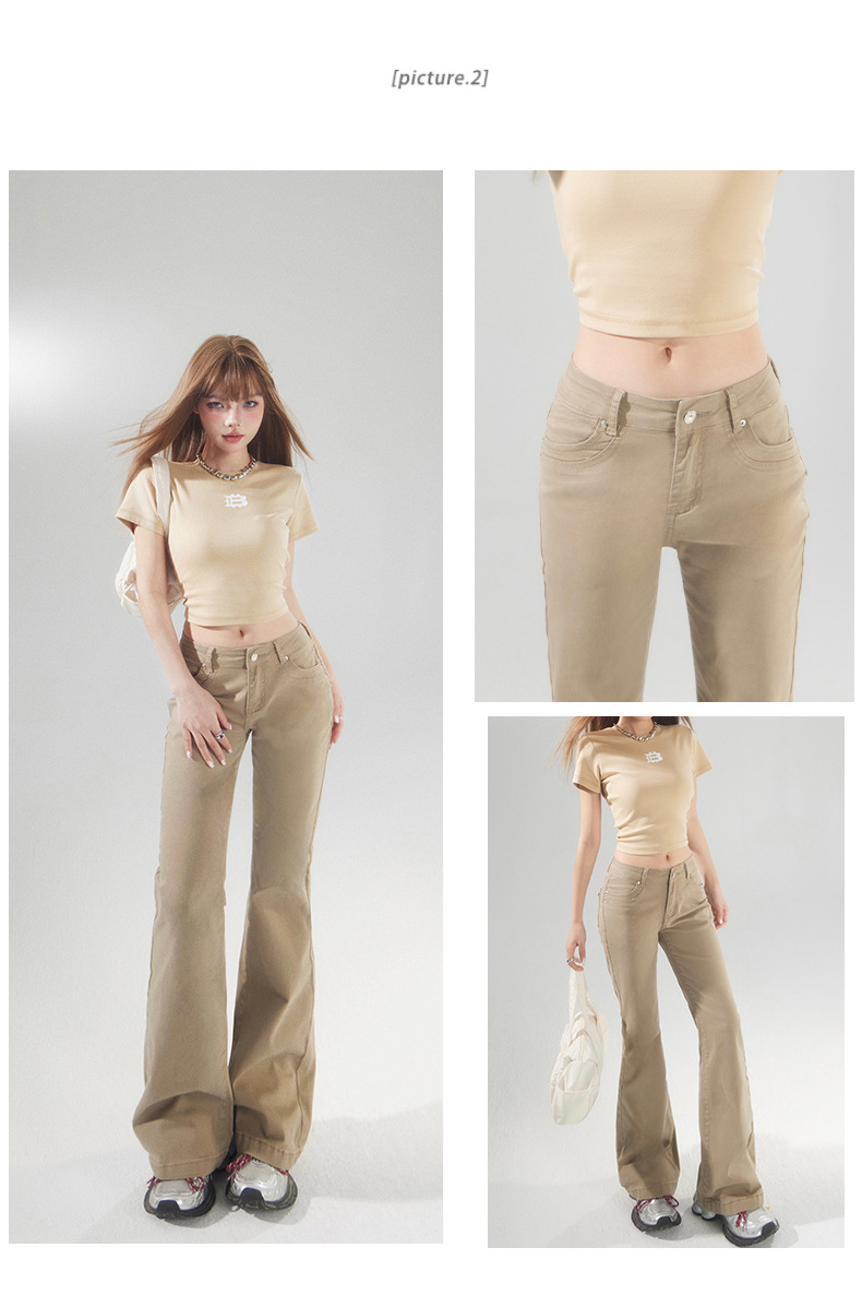 Women's Fitted Flare Jeans Low Waist Spicy Girl Skinny Slim Fit Versatile Hoof Pants