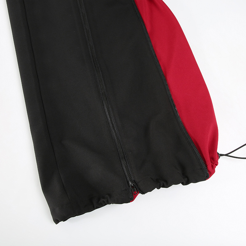 Zipper splicing contrasting color personalized casual pants