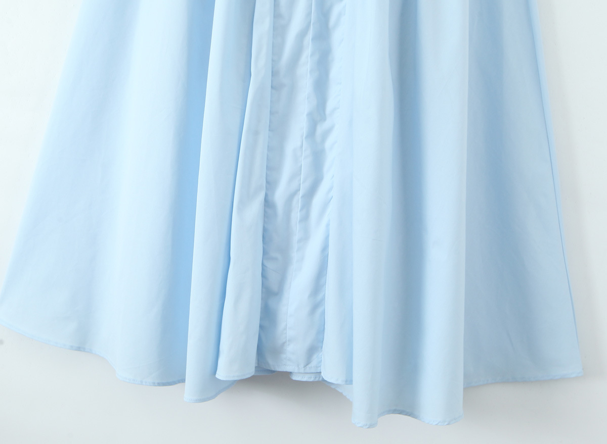 Blue neck tie long dress for women