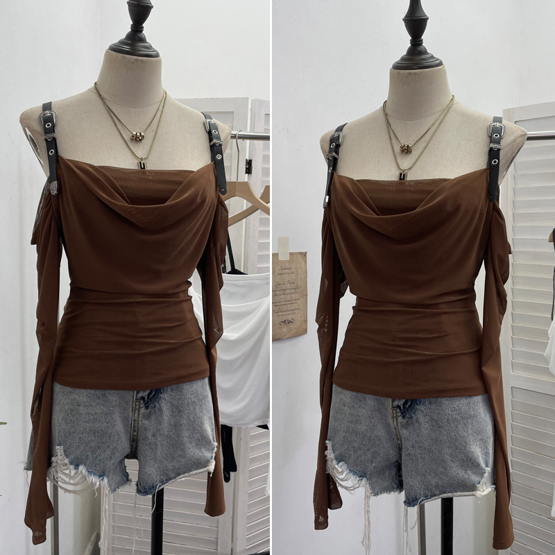 Sexy Asymmetric Full Sleeve Spandex Tee