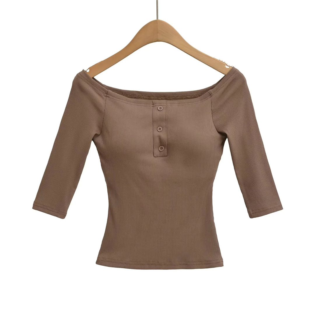 Sexy Slim Three-Quarter Scoop Neck Bodysuit