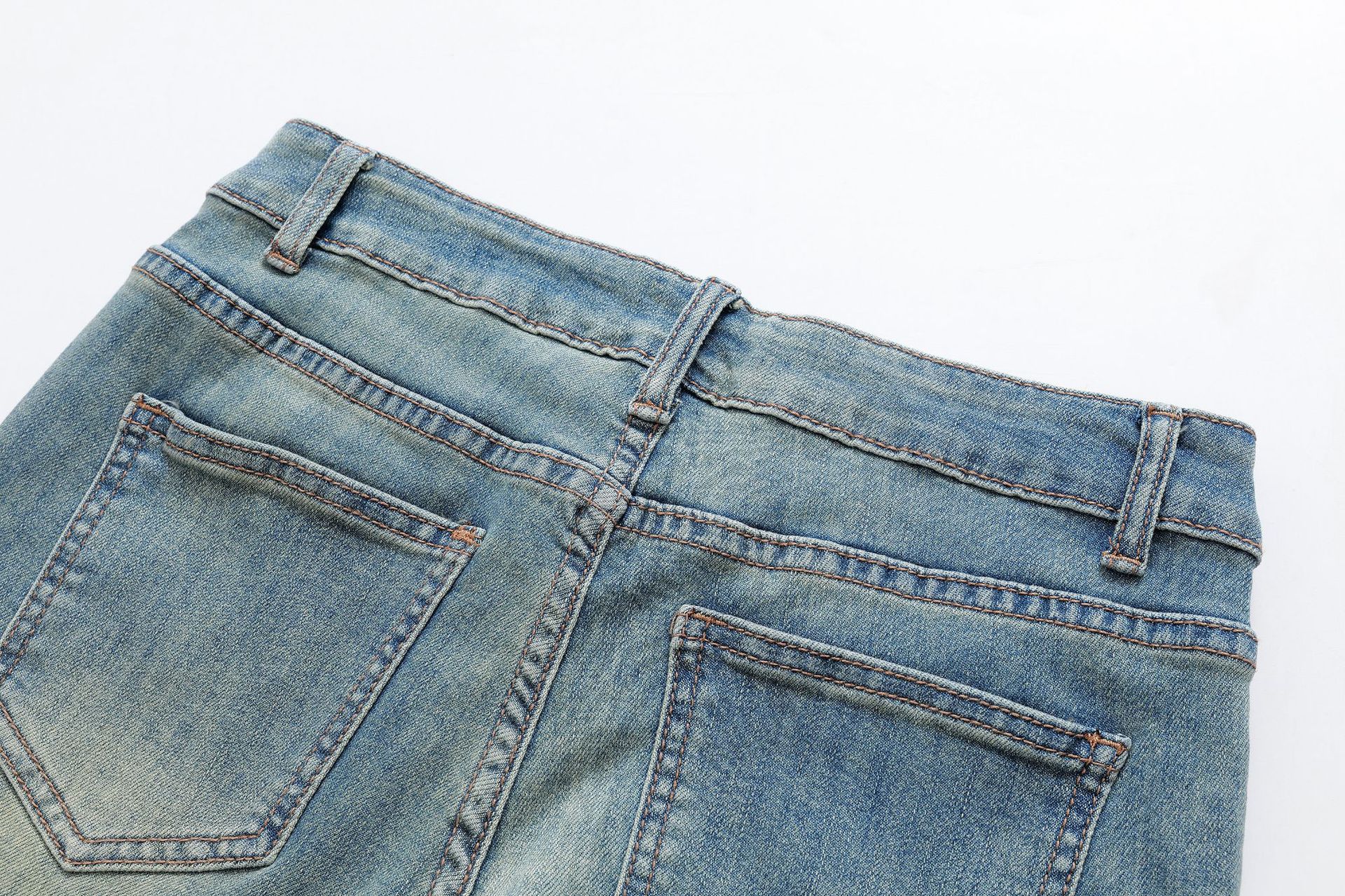 Low waist button slim fit flared jeans