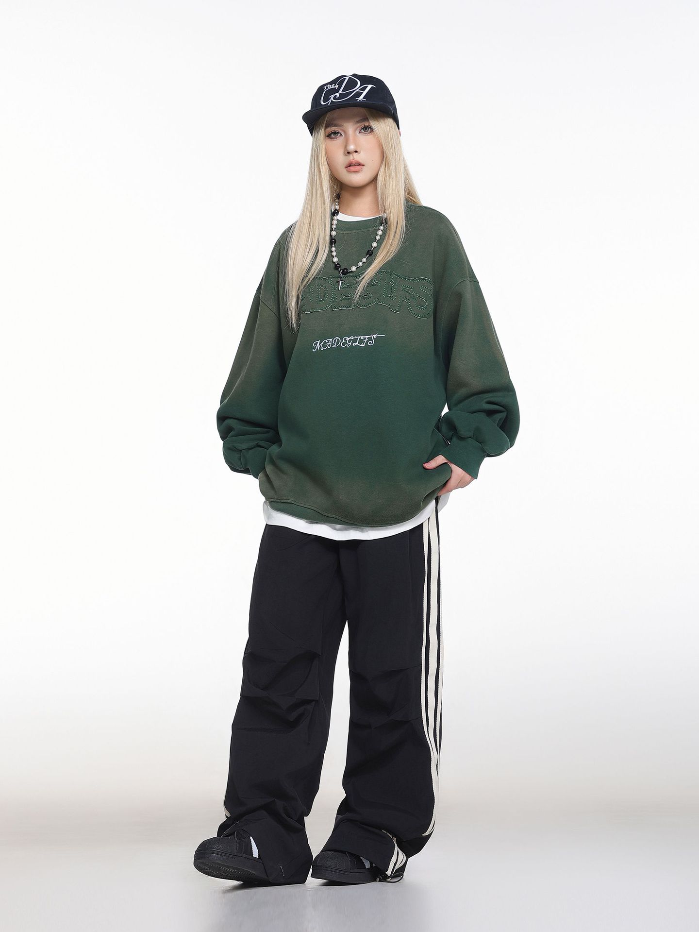 Menswear Oversized Acid Wash Ombre Embellished Hoodie
