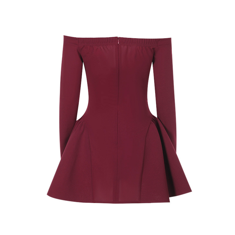 Curve-Defining Flared V-Neck Full Sleeve Dress