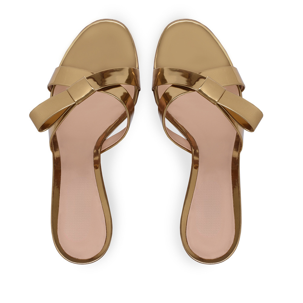 European and American Womens Gold Thick High Heels Sandals, Slippers, Muller Shoes, Chengdu Fashion Womens Shoes