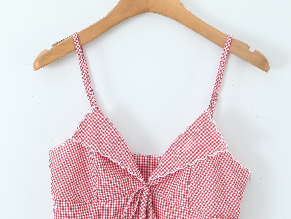 Deep Plunge Embellished Grid Vest