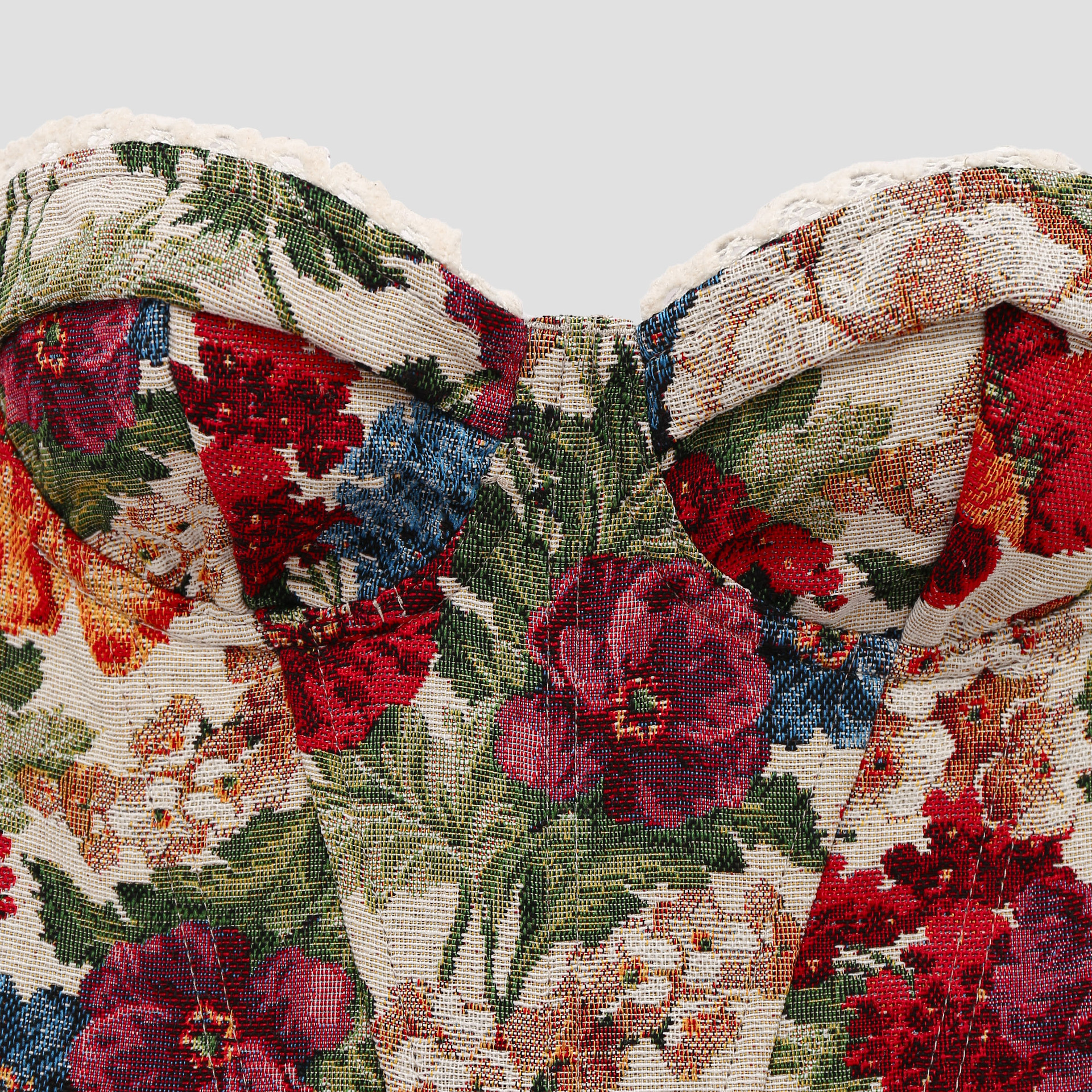 Cinched Strapless Botanical Fitted Camisole