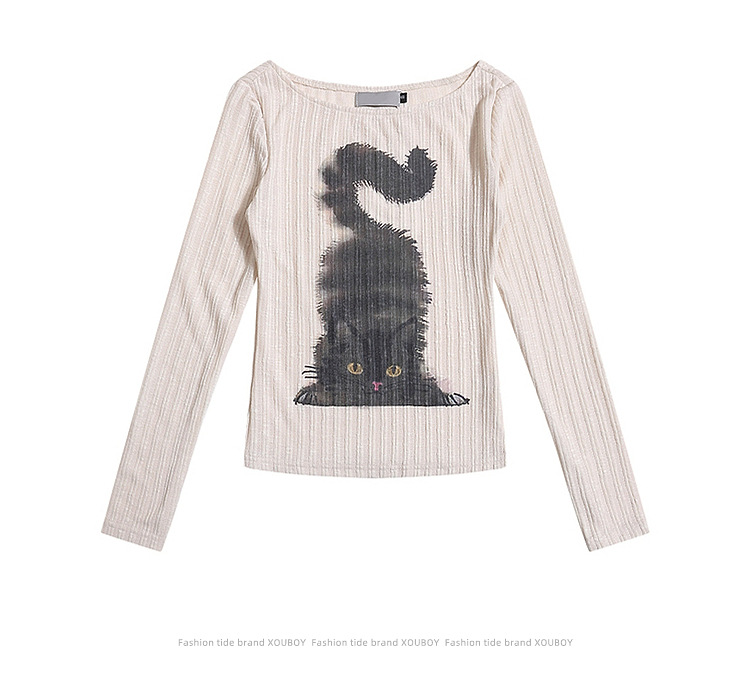 Long Sleeve T-Shirt Off-the-Shoulder Pure Desire Style Trendy Base