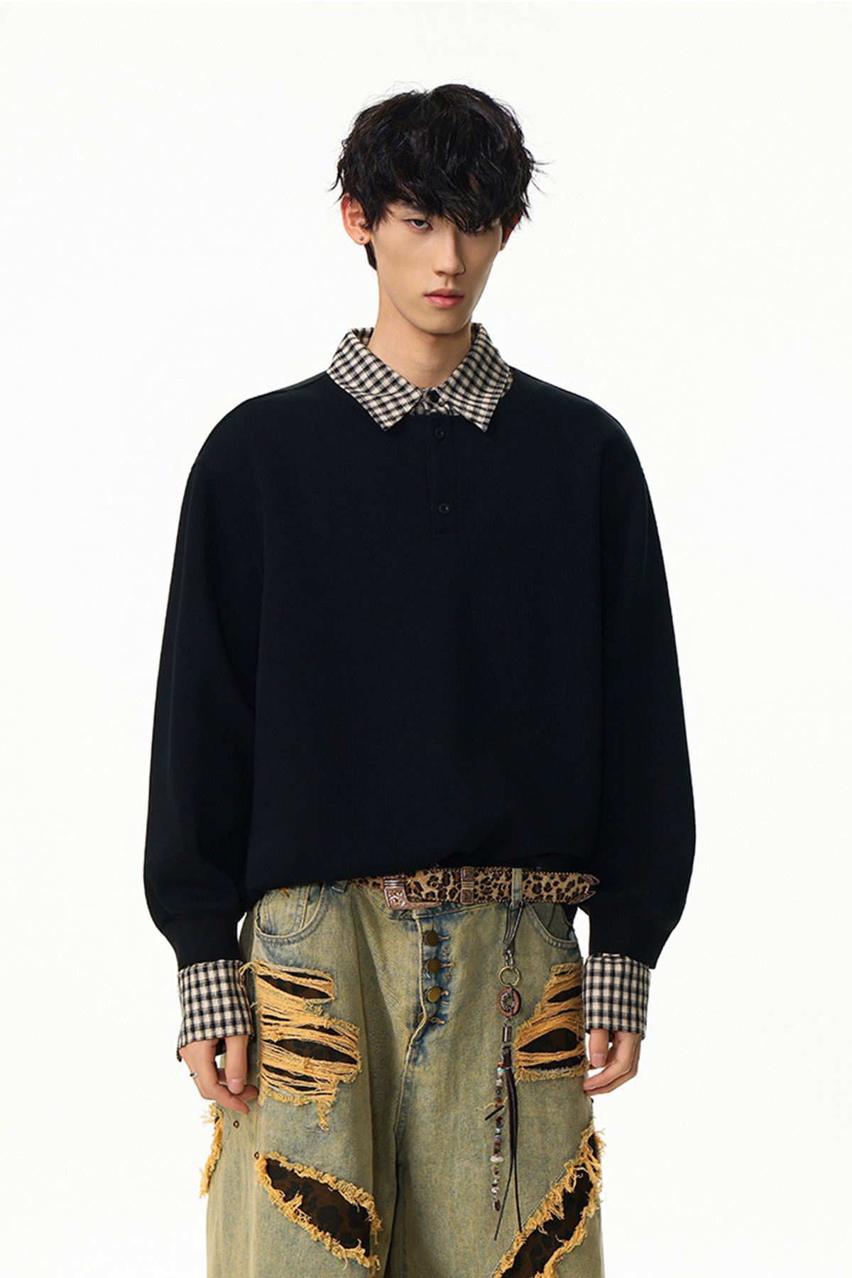 Solid Faux Layered Hoodie