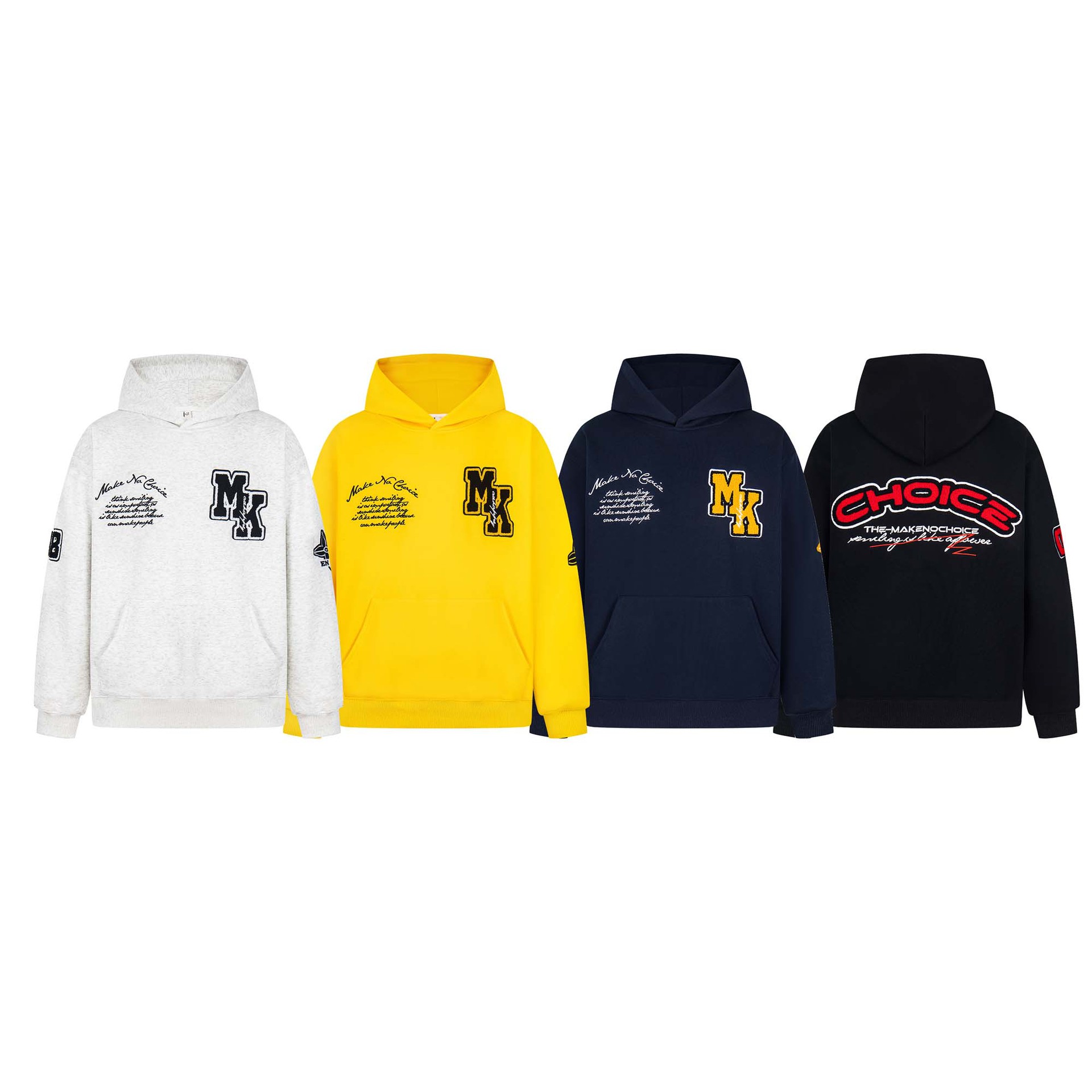 Text Embroidered Long Sleeve Oversized Cotton Hoody