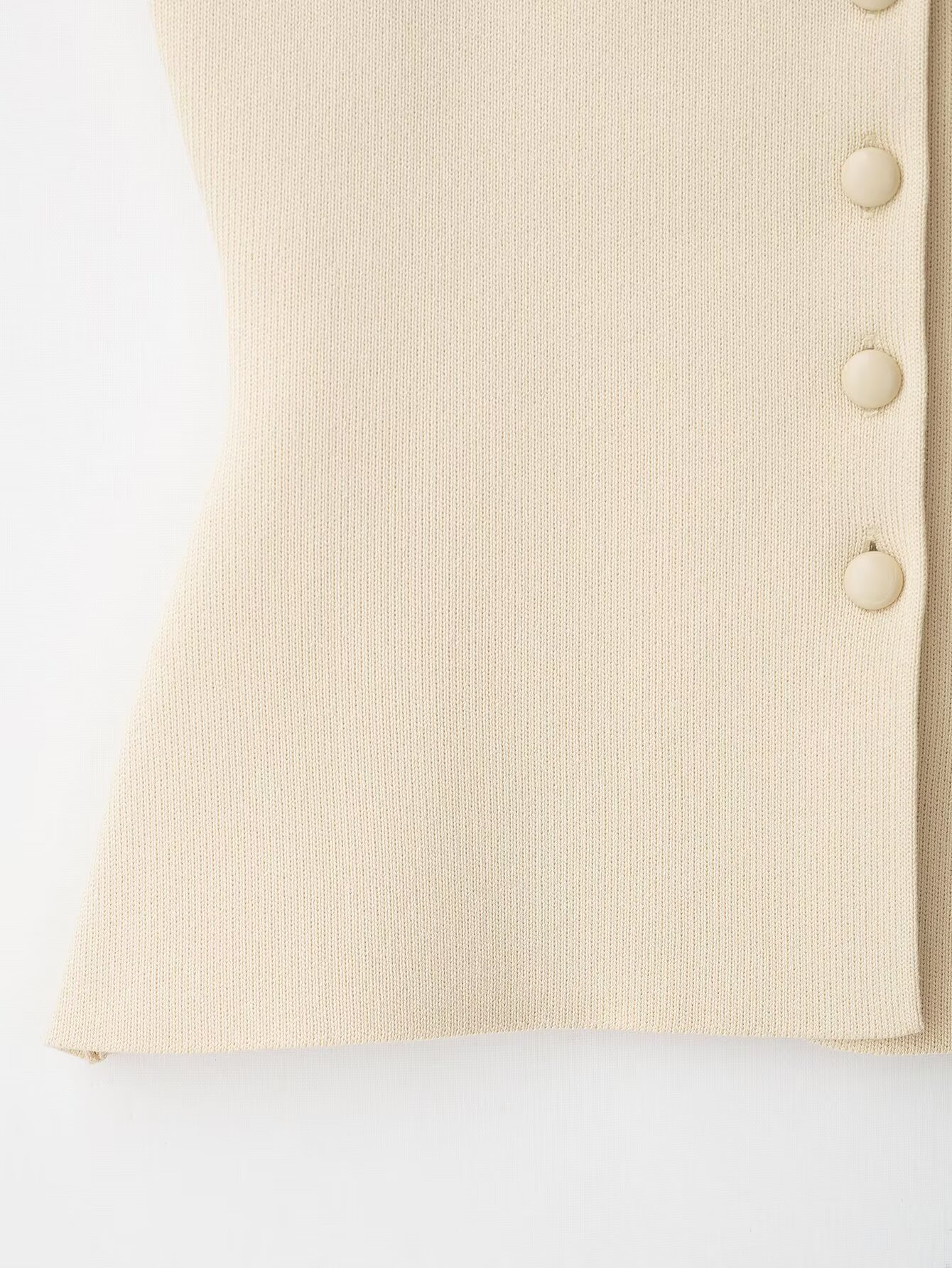 Slim Fit Polyester Ribbed Hem Button-Front Tank Sweater