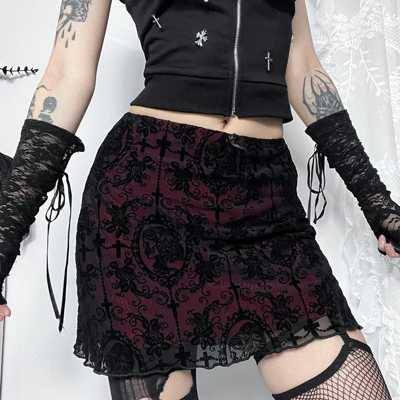 Private Celebrity Fitted Layered Above-Knee Polyester Print Skirt