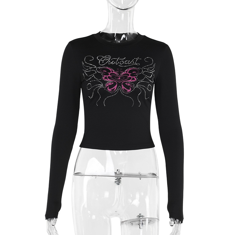 Ladies' Winged Jeweled Full Sleeve Round Neck Top
