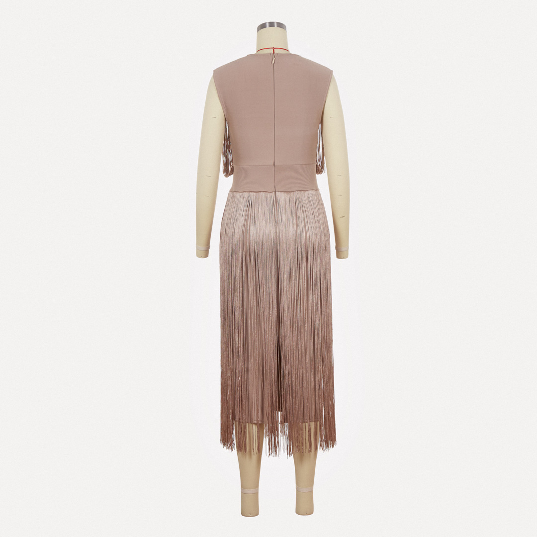 Solid Color U-Neck High Waist Straight Skirt