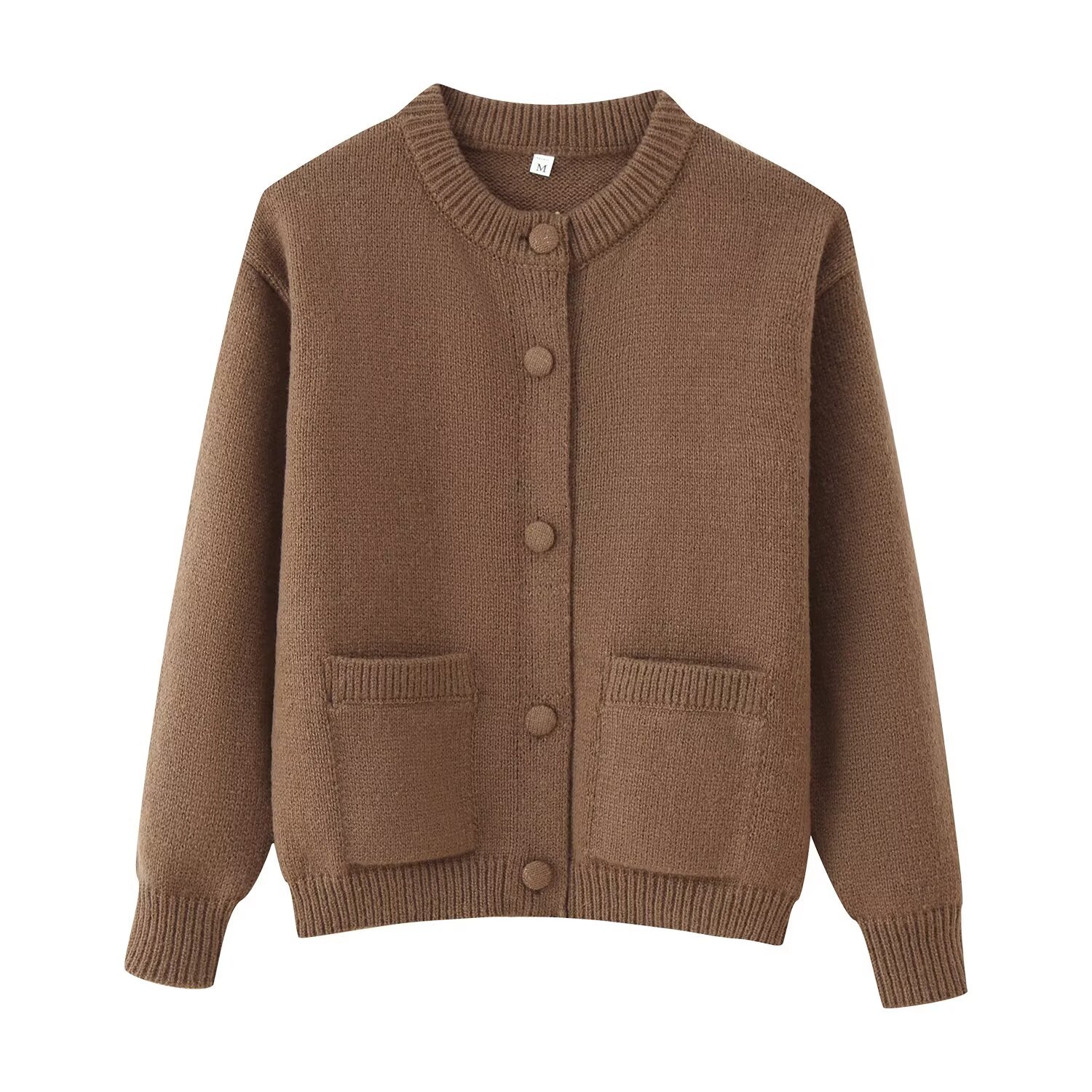 Classic Women's Plain Long Sleeve Polyester Cardigan