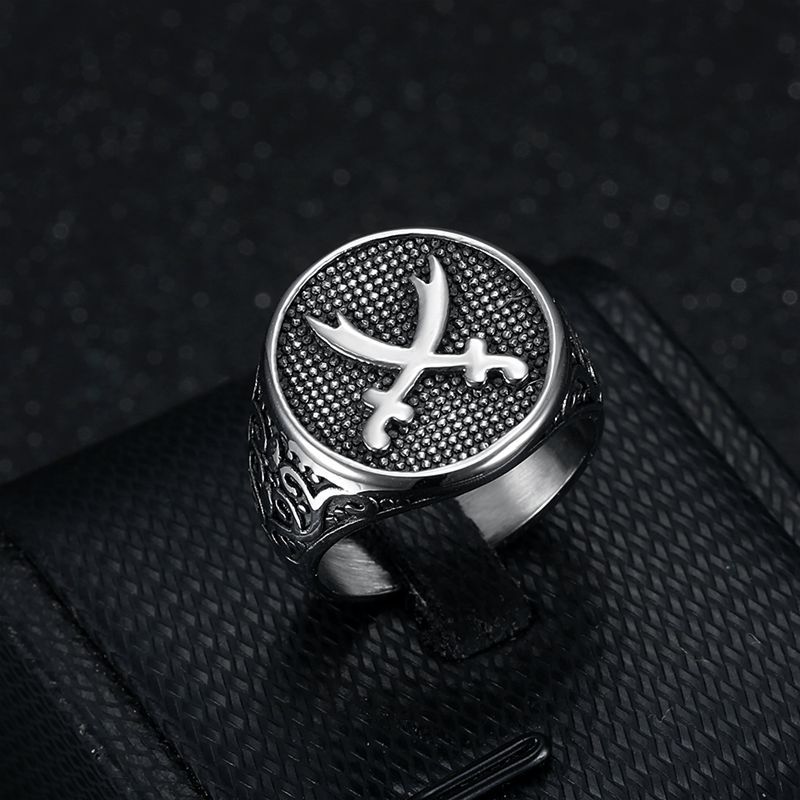 Vintage Punk Style Jewelry Titanium Steel Polishing Knife Stainless Steel Men's Ring