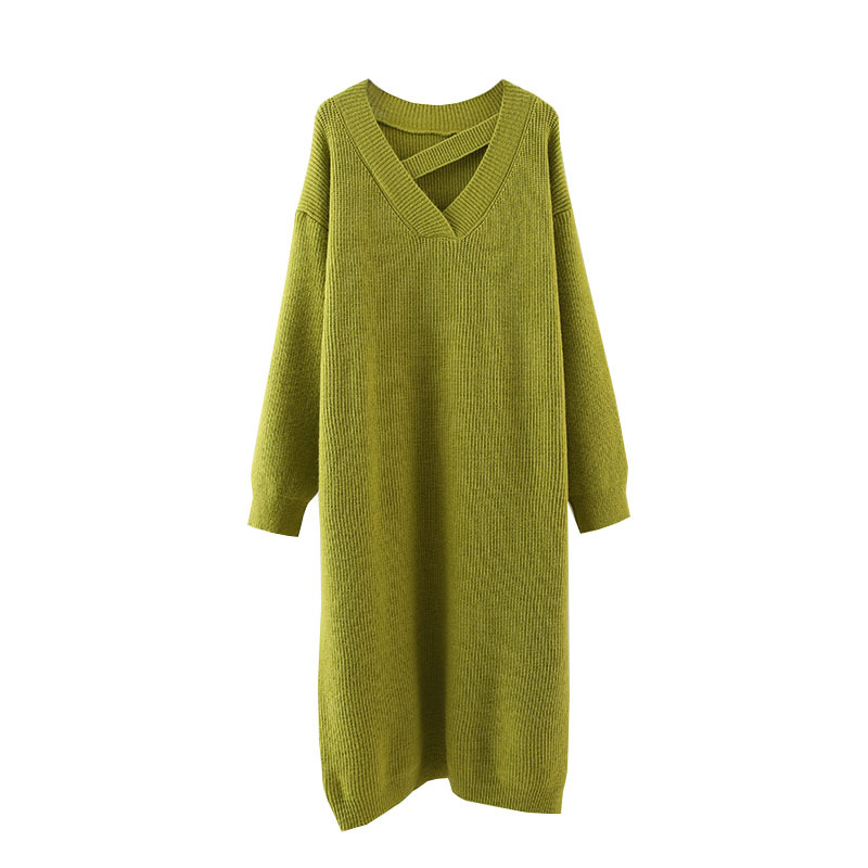 Plain Acrylic Fall Midi Dress Relaxed Fit