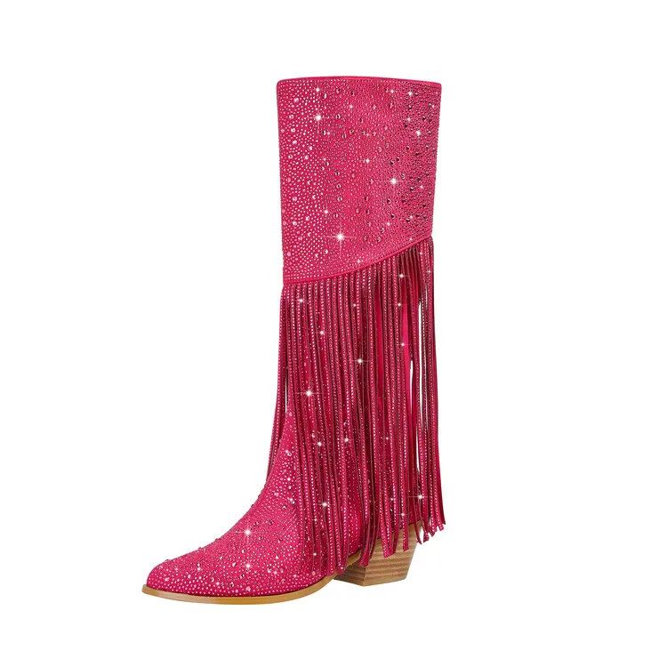 Ladies Rubber Tall Chunky V-Toe Boots