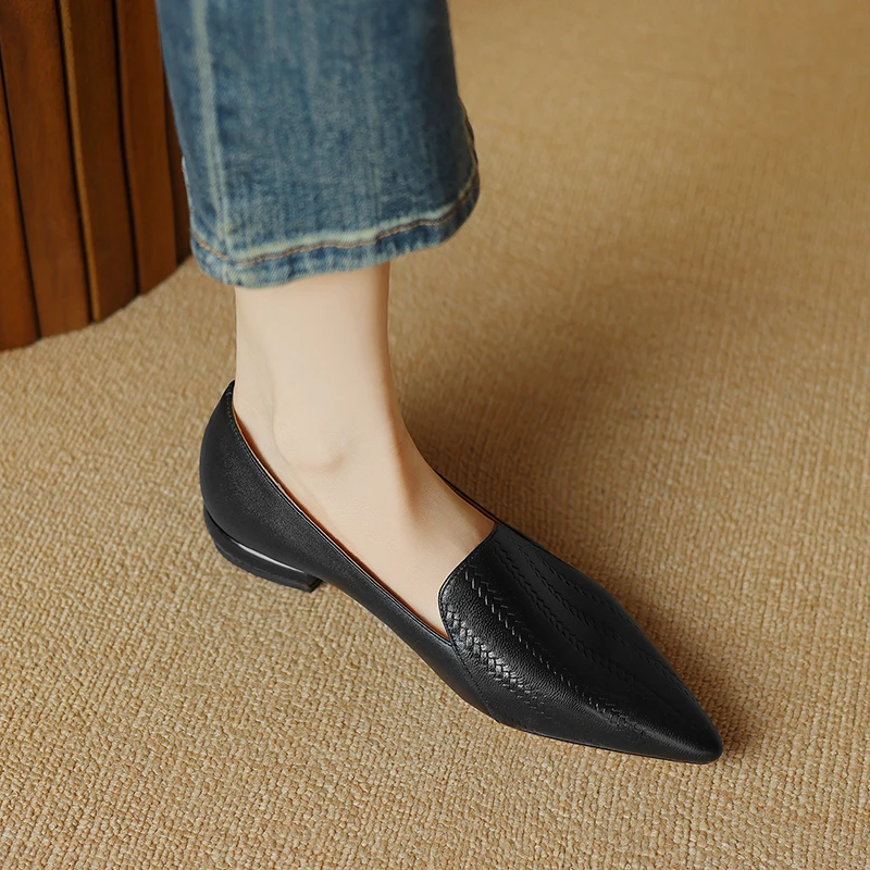 Premium Sheepskin Kitten Almond Pumps